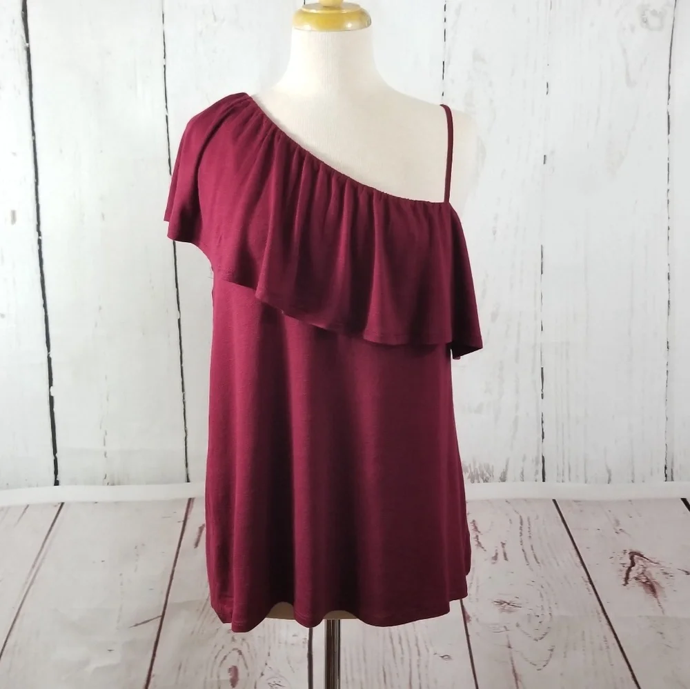 PINK ROSE Women's One-Shoulder Top - Picture 1 of 6